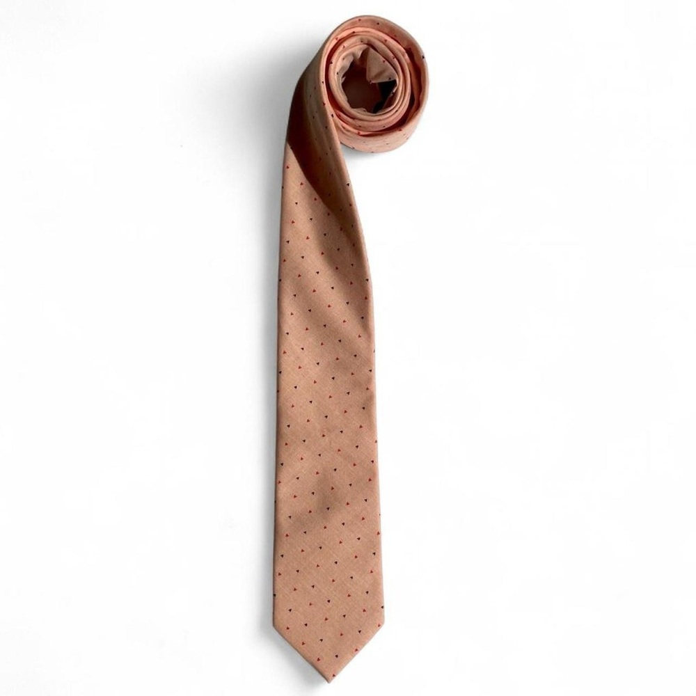 Stafford Peach Salmon Heart Necktie Valentine's Day Wedding Mens Tailored Tie